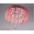 Lustre de cristal rosa lustre moderno do teto lâmpada linda forma de flor